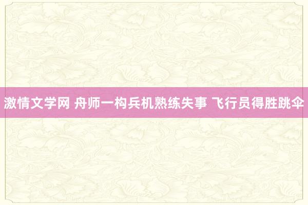 激情文学网 舟师一构兵机熟练失事 飞行员得胜跳伞