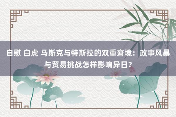 自慰 白虎 马斯克与特斯拉的双重窘境：政事风暴与贸易挑战怎样影响异日？