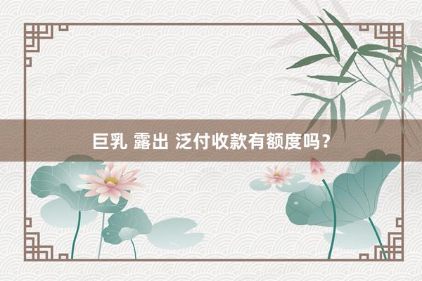 巨乳 露出 泛付收款有额度吗？