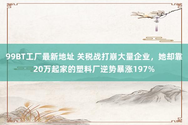 99BT工厂最新地址 关税战打崩大量企业，她却靠20万起家的塑料厂逆势暴涨197%