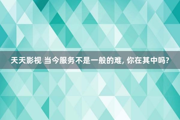 天天影视 当今服务不是一般的难, 你在其中吗?