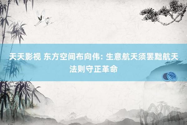 天天影视 东方空间布向伟: 生意航天须罢黜航天法则守正革命