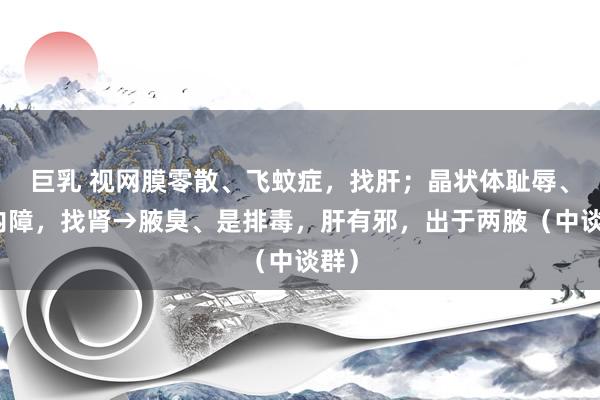 巨乳 视网膜零散、飞蚊症，找肝；晶状体耻辱、白内障，找肾→腋臭、是排毒，肝有邪，出于两腋（中谈群）