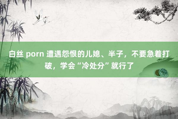 白丝 porn 遭遇怨恨的儿媳、半子，不要急着打破，学会“冷处分”就行了